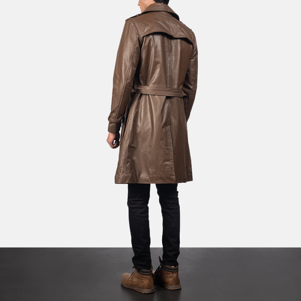 Men’s Brown Sheepskin Leather Duster Coat