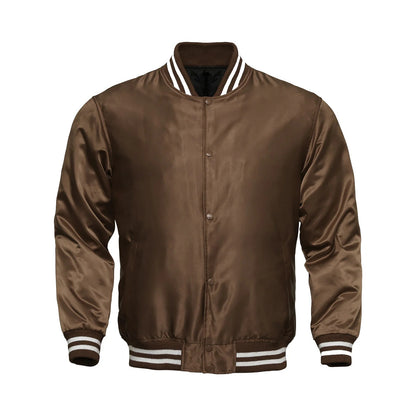 Avanzar All-Brown Satin Varsity Jacket