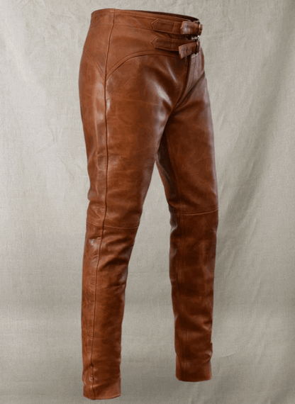  Men's Brown Distressed Leather Pants