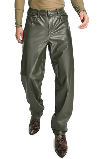  Men's Khaki Leather Pants