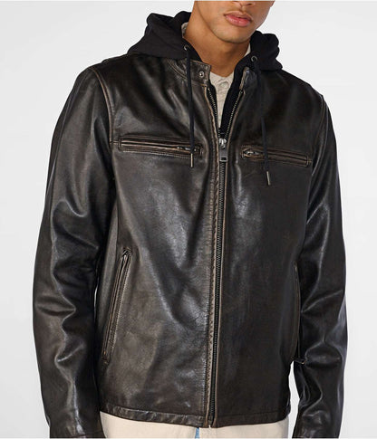 Men's Black Café Racer Leather Jacket