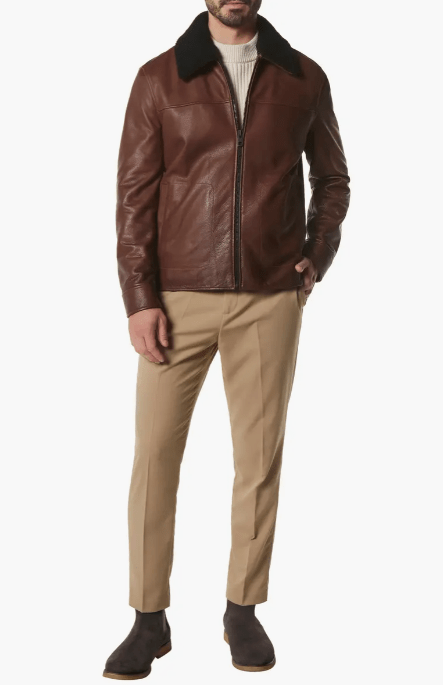 Men's Dark Brown Shearling Leather Jacket