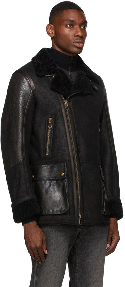 Men's Black Sheepskin Leather Jacket