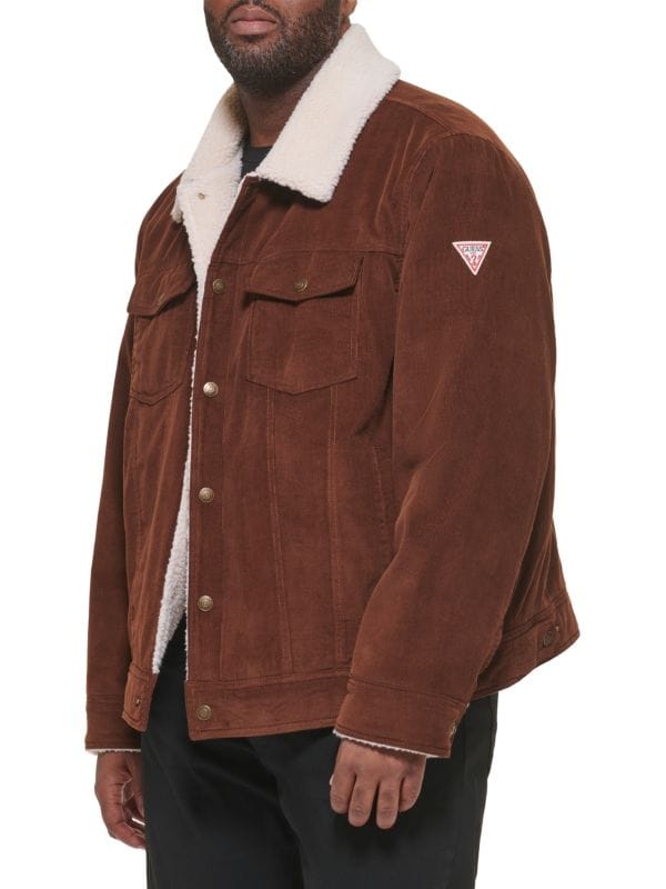 Men's Brown Sheepskin Trucker Leather Jacket