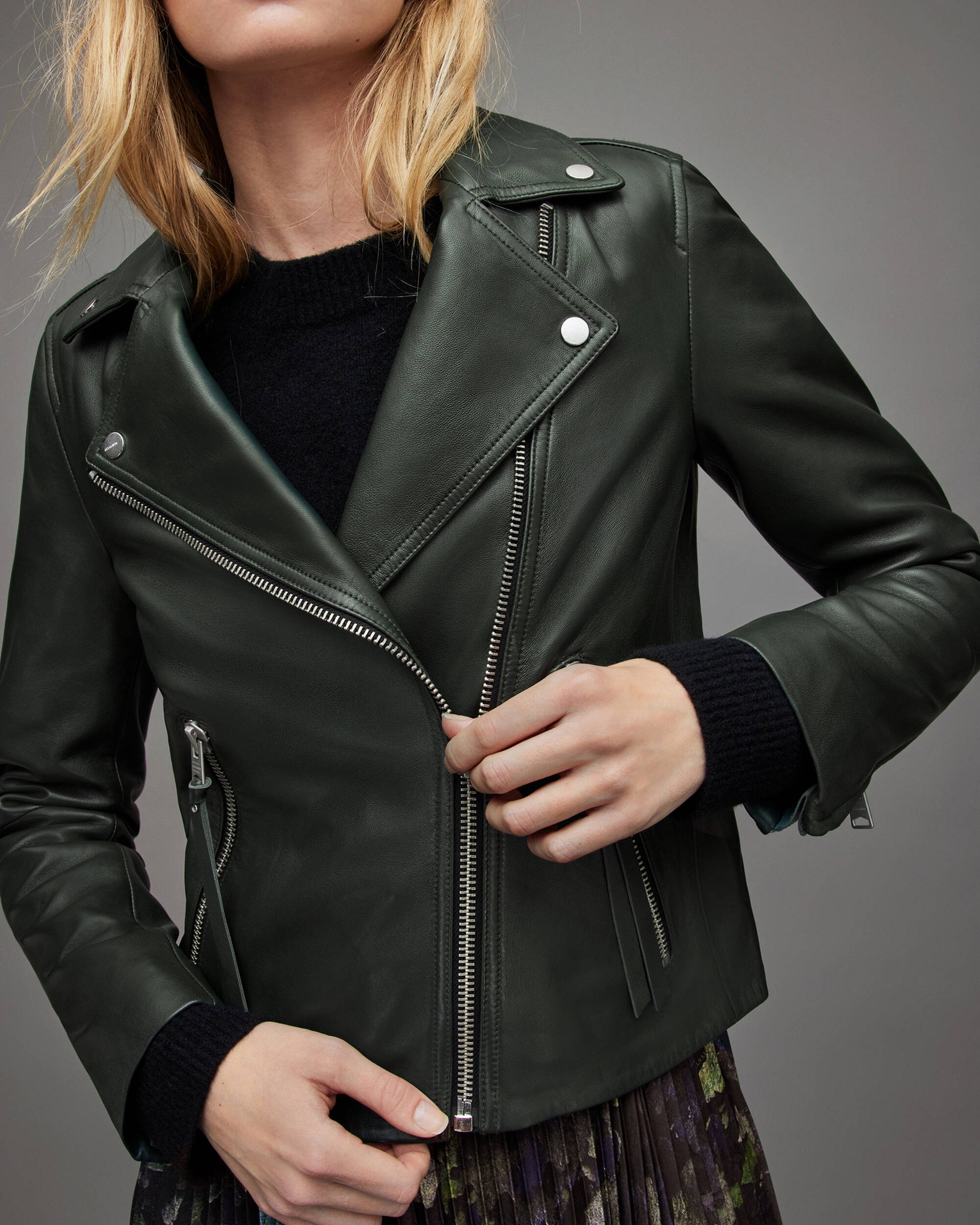 Women's Classic Black Biker Leather Jacket