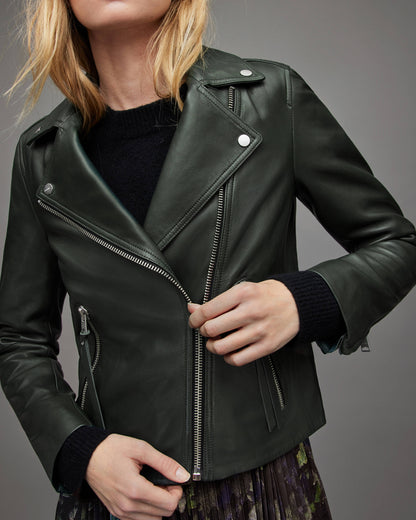 Women's Classic Black Biker Leather Jacket