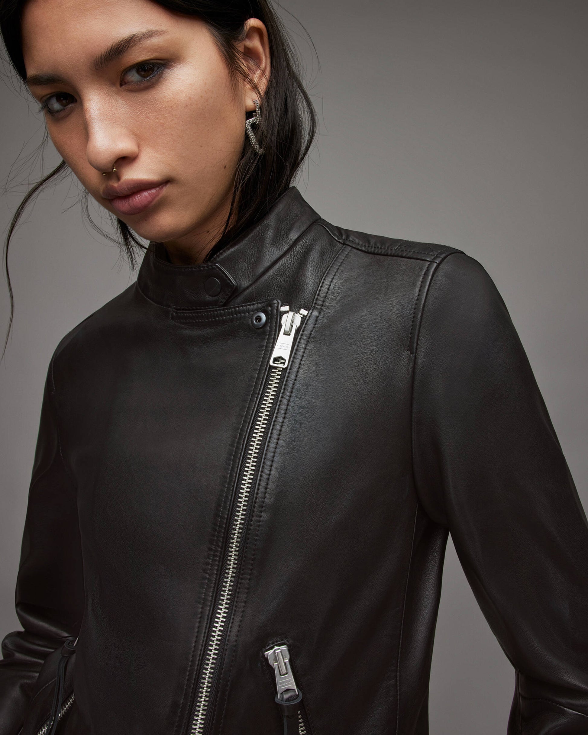 Women's Black Classic Leather Biker Jacket