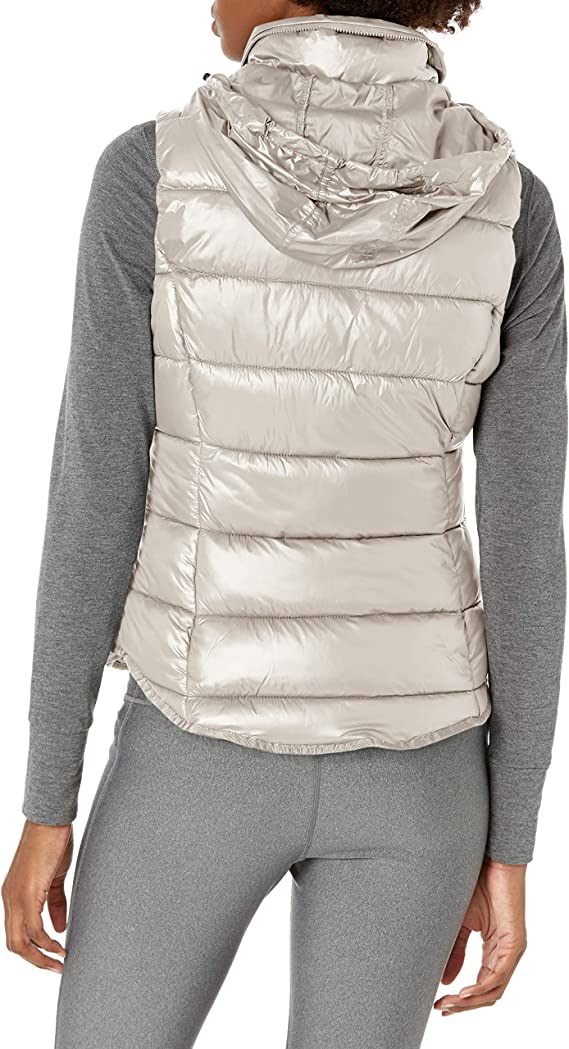 Women's White Puffer Vest with Removable Hood