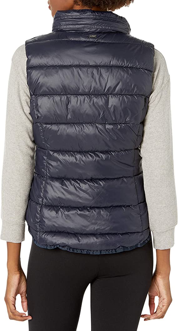 Women's Blue Puffer Vest with Removable Hood 