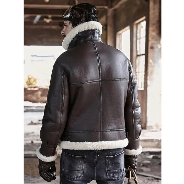 Classic B3 Sheepskin Bomber Shearling Leather Jacket for Men