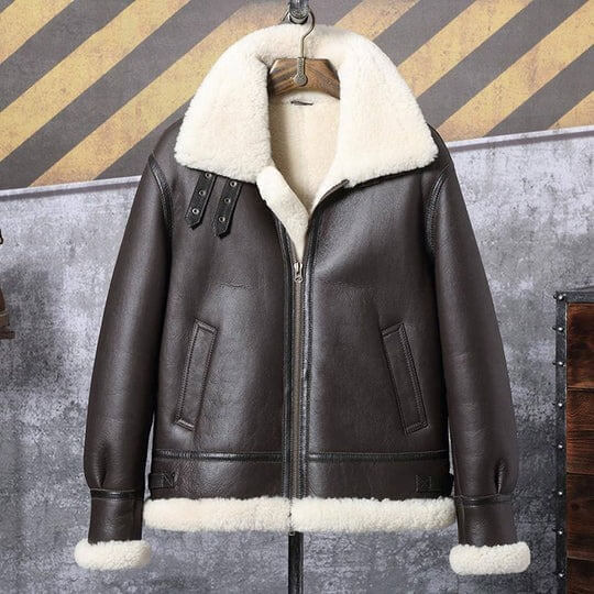 Classic B3 Sheepskin Bomber Shearling Leather Jacket for Men