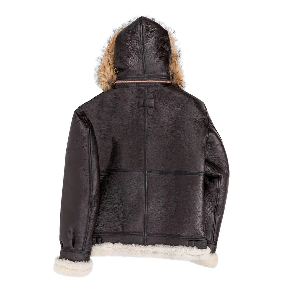 Men’s B-3 Hooded Sheepskin Bomber Jacket