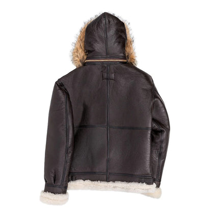 Men’s B-3 Hooded Sheepskin Bomber Jacket