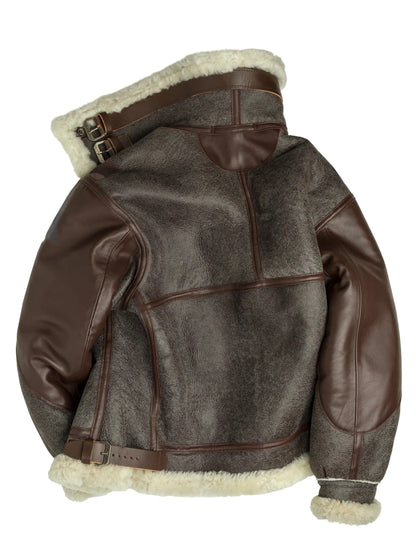Men’s Brown Shearling B-3 Bomber Leather Jacket
