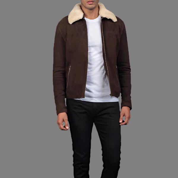 Men's Brown Shearling Fur Leather Jacket