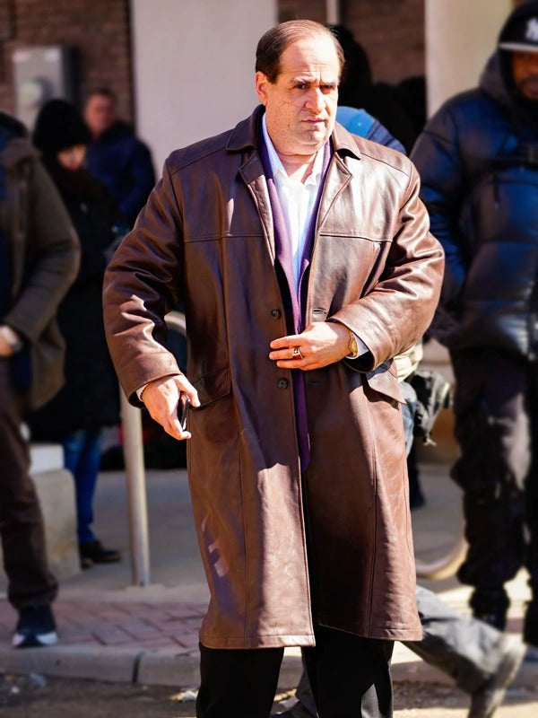 Colin Farrell's The Penguin Brown Leather Coat