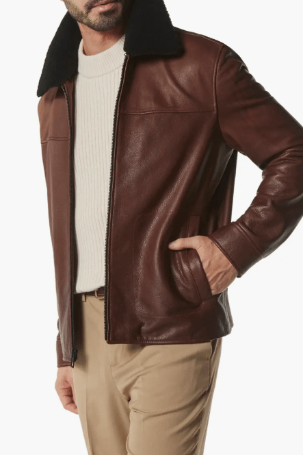 Men's Dark Brown Shearling Leather Jacket