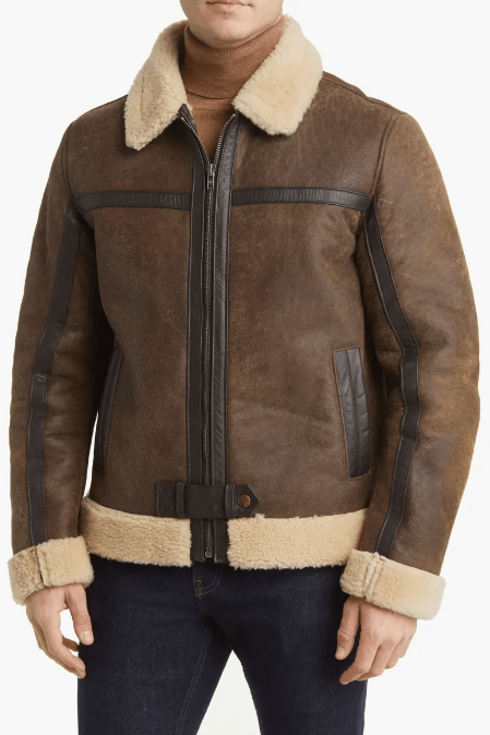 Men's Brown Sheepskin Leather Jacket