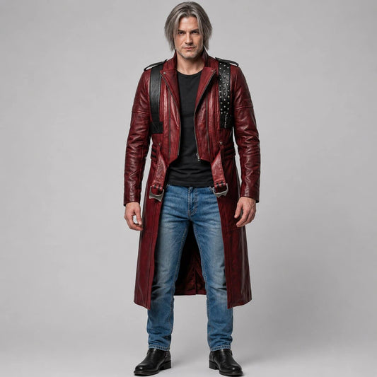 DMC 3 Dante Red Leather Coat Devil May Cry Cosplay Trench Coat by avanzar leather