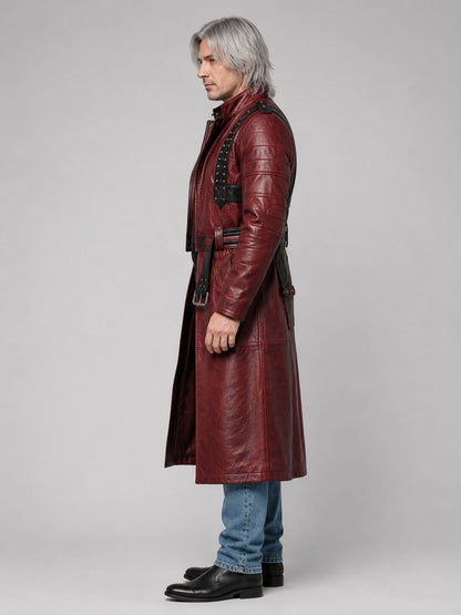 DMC 3 Dante Red Leather Coat Devil May Cry Cosplay Trench Coat by avanzar leather