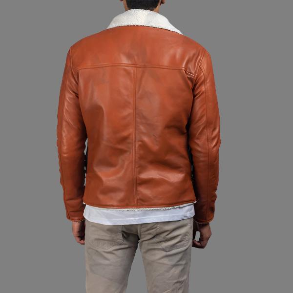 Men's Tan Shearling Leather Jacket