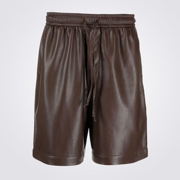 Men’s Dark Brown Leather Drawstring Shorts – Avanzar Leather