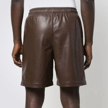 Men’s Dark Brown Leather Drawstring Shorts – Avanzar Leather