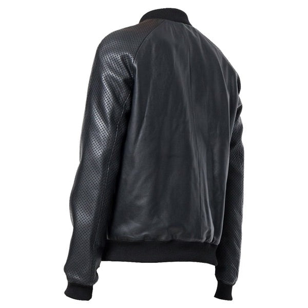 Men's Black Studded Bomber Leather Jacket