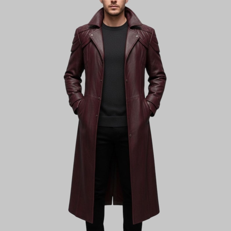Devil May Cry Dante Leather Trench Coat Maroon