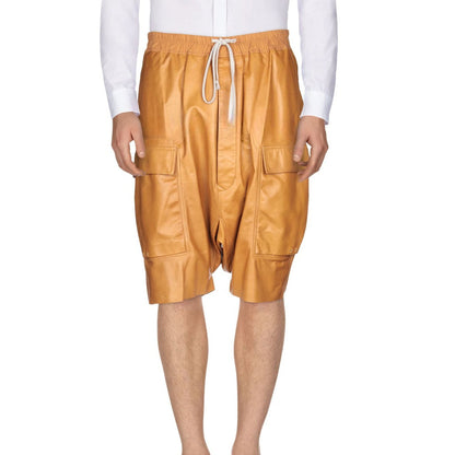 Men’s Cargo Leather Shorts with Drawstring Closure – Stylish and Functional