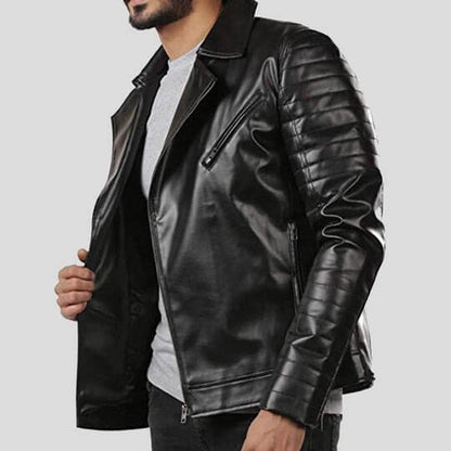 Elex Black Motorcycle Leather Jacket by Avanzar Leather