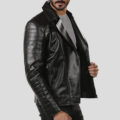 Elex Black Motorcycle Leather Jacket by Avanzar Leather