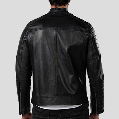 Elon Black Motorcycle Leather Jacket by Avanzar Leather