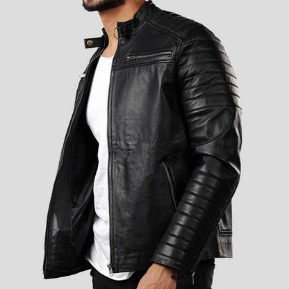 Elon Black Motorcycle Leather Jacket by Avanzar Leather