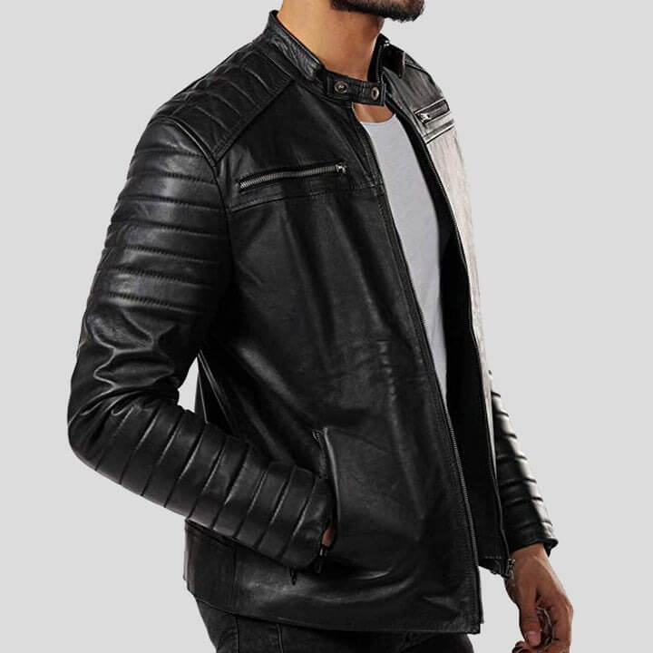 Elon Black Motorcycle Leather Jacket by Avanzar Leather