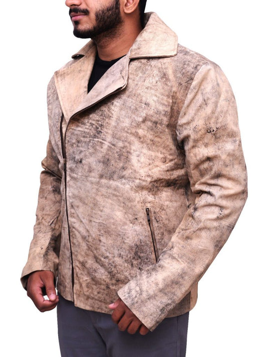 Premium Avanzar Men’s Distressed Brown Biker Jacket