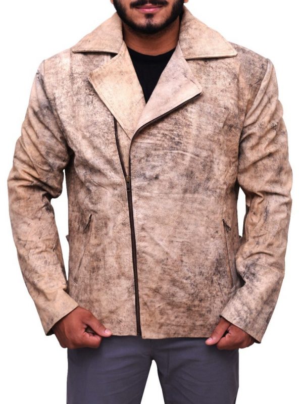 Premium Avanzar Men’s Distressed Brown Biker Jacket