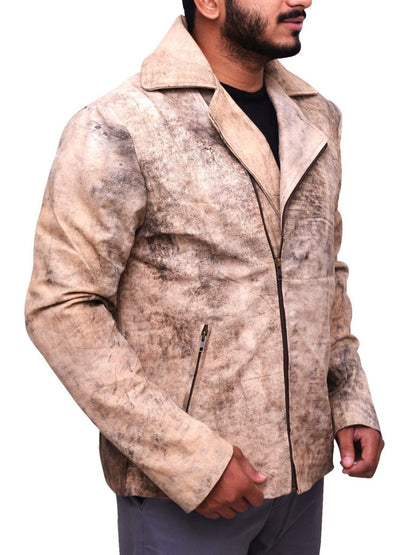 Premium Avanzar Men’s Distressed Brown Biker Jacket