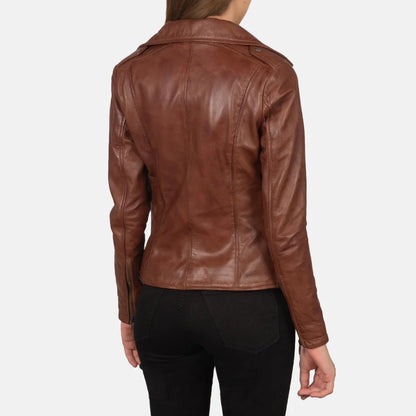 Brown Leather Biker Jacket by Avanzar Leather