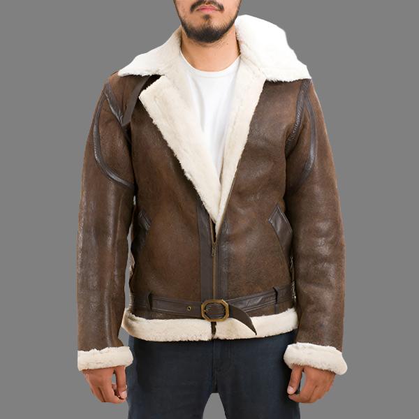 Premium Avanzar Forest Double Face Shearling Distressed Leather Jacket