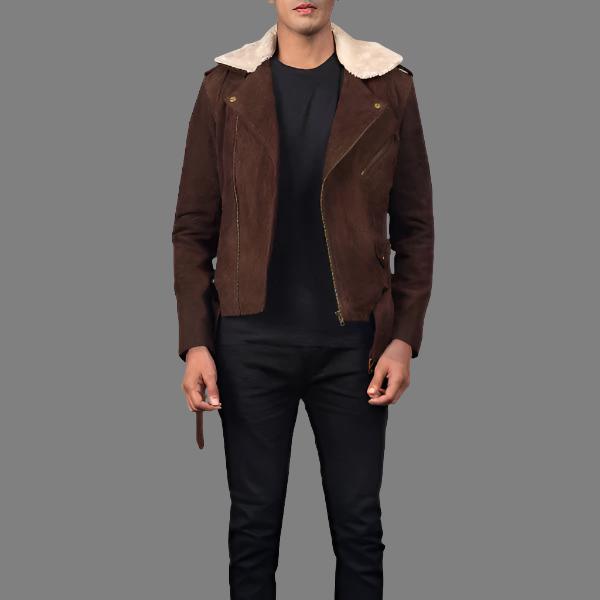 Men's Suede Shearling Leather Jacket