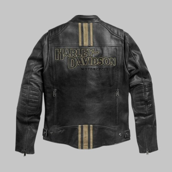 Harley Davidson Black Distressed Cowhide Leather Touring Jacket for Men