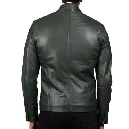 Ionic Green Biker Leather Jacket - Vibrant and Stylish