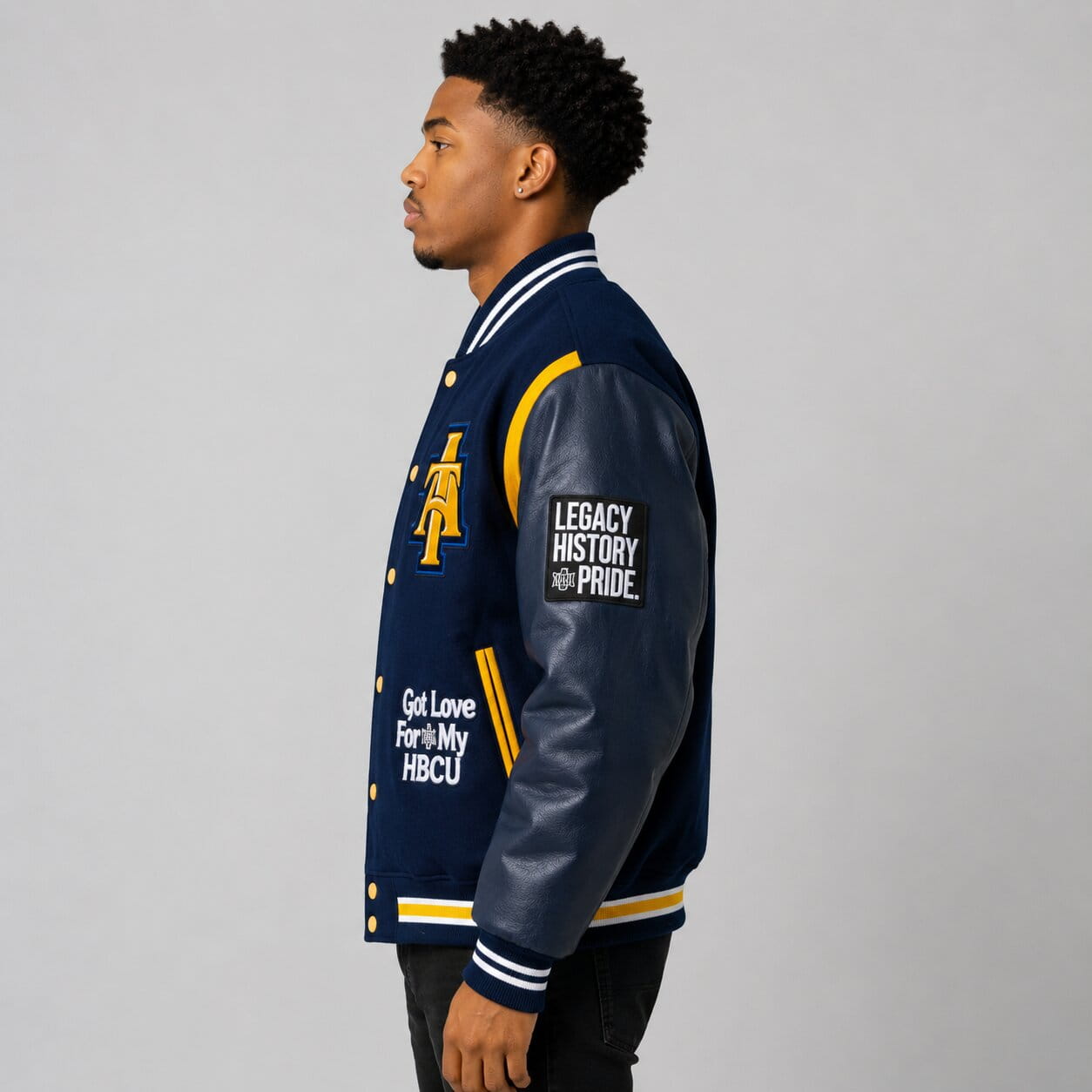 Premium unisex letterman jacket with wool body and leather sleeves by avanzar leather