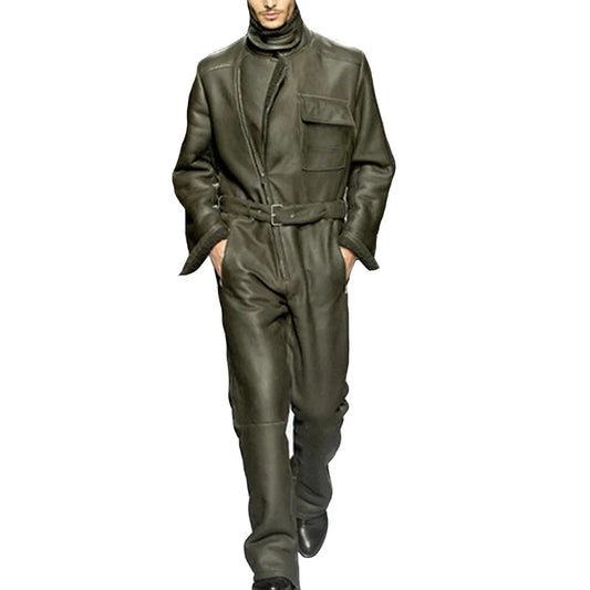 Avanzar Leather Men's Cool Style Leather Jumpsuit