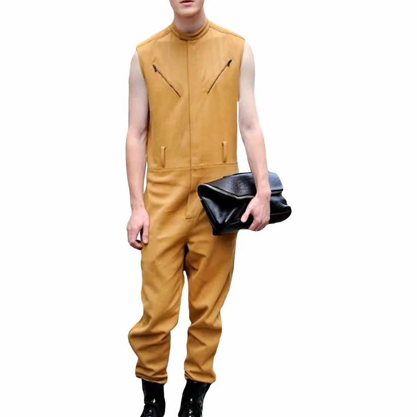 Avanzar Leather Men's Stunning Style Leather Jumpsuit