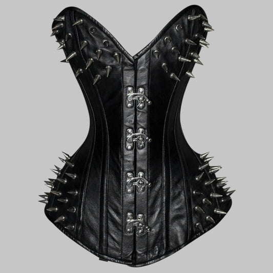 Halloween Leather Corset Plus Size Overbust Steel Boned Waist Trainer