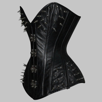 Halloween Leather Corset Plus Size Overbust Steel Boned Waist Trainer