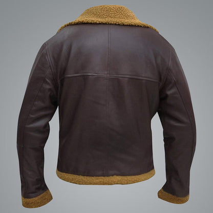 Men’s Flying Aviator Winter Sheepskin Shearling Bomber Leather Jacket