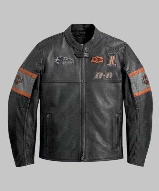 Harley Davidson HD1 Black Biker Leather Jacket for Men